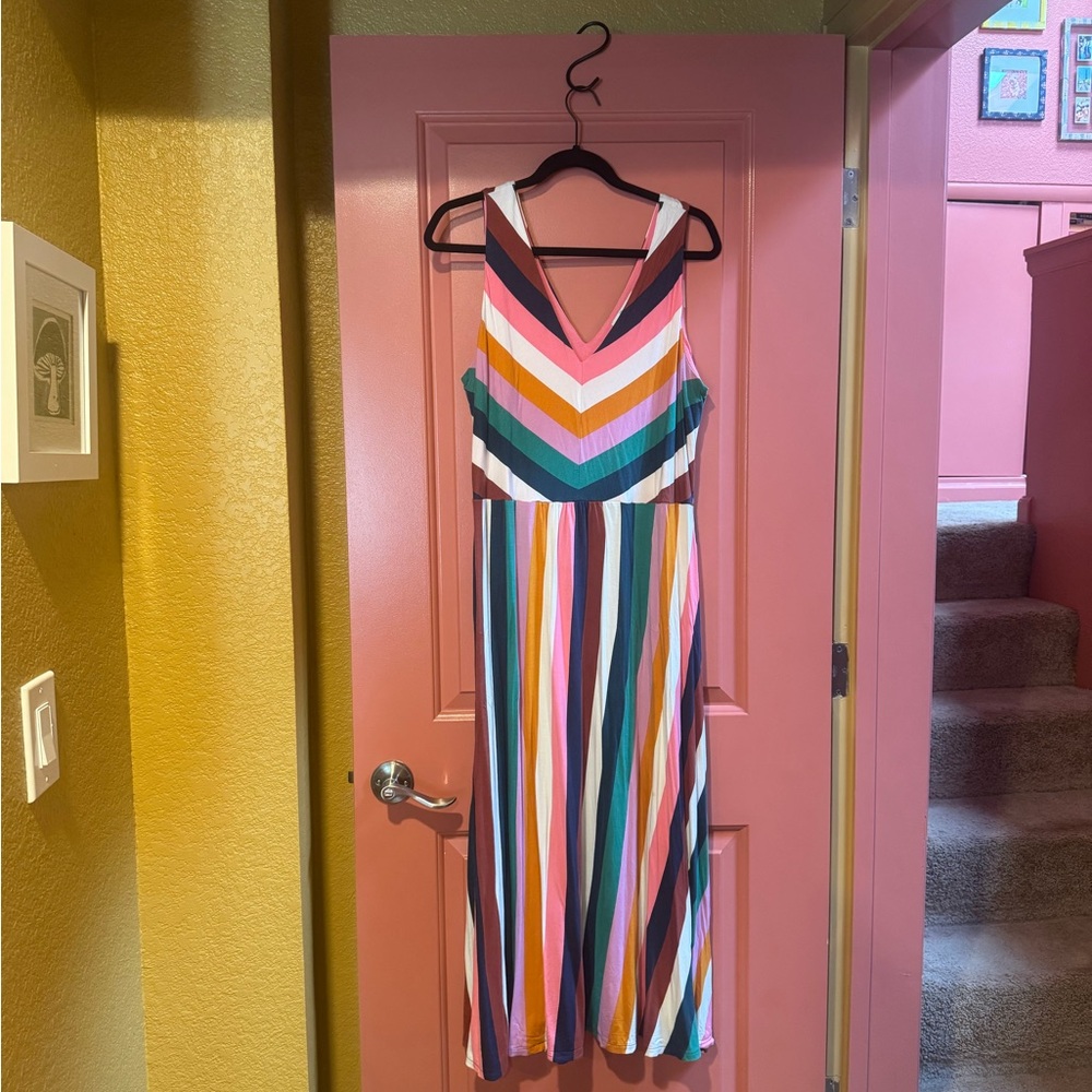 Boden Octavia Colorful Striped Midi Dress
